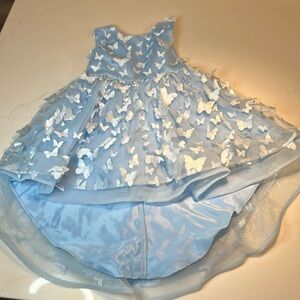 Rare Editions Sky Blue Butterfly Tule Layered Sleeveless Dress Size 3T